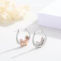 wholesale 925 Sterling Silver Rose Gold Plated Puppy Design Hoop Earrings - Adorable  for Girls and Women with Hypoallergenic Earwires-0-2