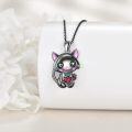 wholesale 925 Sterling Silver Cat Pendant with Heart Charm Necklaces for Women Girls Gifts-0-1