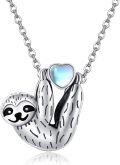 wholesale Sterling Silver Stone Cute Sloth Pendant Necklace for Women Girls Gifts-0-26