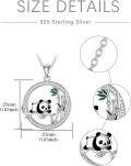 wholesale 925 Sterling Silver Panda Bamboo Tree Pendant Necklace for Women-0-4