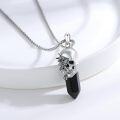 wholesale 925 Sterling Silver Obsidian Healing Crystal Dragon Head Pendant Necklaces for Men & Women-0-1