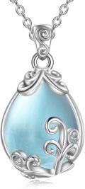 wholesale Sterling Silver Crystal Filigree Teardrop Pendant Necklace-0-11