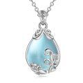 wholesale 925 Sterling Silver Moss Agate Teardrop Pendant Necklace for Women-0-11