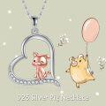 wholesale 925 Sterling Silver Heart-Shaped Pendant with Pink Pig Charm - Cute  for Women and Girls-0-4