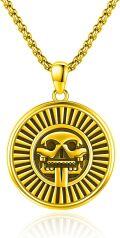 wholesale 925 Sterling Silver Plated  Gold  Aztec Sun Skull Pendant Necklace for Men Women Gifts-0-0