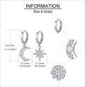 wholesale 925 Sterling Silver Crescent Moon & Star Dangle Huggie Hoop Earrings with Opal Stone and Cubic Zirconia Accents-0-4