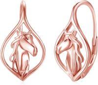 wholesale Rose Gold 925 Sterling Silver Hypoallergenic Unicorn Head Hoop Earrings for Women-Horse Hoop Earrings - Rose Gold #3