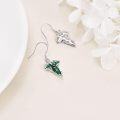 wholesale 925 Sterling Silver Green Leaf Drop Dangle Earrings with French Hook for Women Girls Gifts-0-4