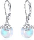 wholesale 925 Sterling Silver Opalite Sea Turtle Leverback Drop Earrings-0-0