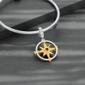 wholesale 925 Sterling Silver Compass Dangle Charm Two Tone Zircon Bead-0-1