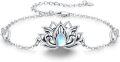 wholesale 925 Sterling Silver Flower Vine Lotus Star Moon Charm Anklet with Blue Stone and White Crystal for Women-0-0