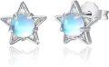 wholesale 925 Sterling Silver Star-Shaped Rainbow Moonstone Stud Earrings - Adorable Cat Ear Design Gifts for Women & Girls-0-0