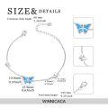 wholesale 925 Sterling Silver White Fire Opal Butterfly Chain Ankle Anklet for Women Gifts Jewelry-0-13