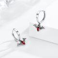 wholesale 925 Sterling Silver Red Crystal Bat Huggie Hoop Earrings Gothic Punk Style Vampire Jewelry for Women Girls 3cm Diameter-0-3
