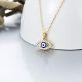wholesale 14K Gold CZ Evil Eye Pendant Necklace for Women - Blue & White Stone Accents (18)-0-2
