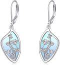 wholesale 925 Sterling Silver Blue Mother of Pearl Lotus Flower Drop Earrings Gift for Her-0-0