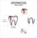 wholesale 925 Sterling Silver Heart Tooth Stud Earrings - Dental Jewelry for Women & Girls-0-3