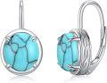 wholesale Sterling Silver Opal Turquoise Leverback Earrings for Women-0-6