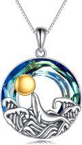 wholesale TOUPOP Whale Waves Necklace Sterling Silver Crystal Jewelry Sea Animal Jewelry Ocean Whale Necklace Anniversary Christmas Birthday Gifts For Women Mom Grandma -0-0