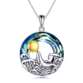 TOUPOP Sterling Silver Crystal Whale Waves Necklace Ocean Animal Jewelry Gift-0-0