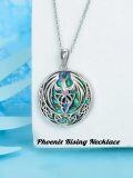 wholesale 925 Sterling Silver Round Abalone Shell Dragon Triquetra Knot Pendant Necklace-0-4