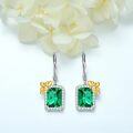 wholesale 925 Sterling Silver Emerald Green Square Stone Butterfly Drop Earrings for Women Mothers Day Gift-0-4