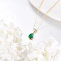 wholesale 14K Gold 0.5Ct Heart Moissanite & 2Ct Pear Emerald Pendant Necklace, 16+1 Adjustable Chain, Hypoallergenic, Lifetime Warranty-0-3