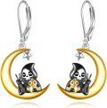 wholesale 925 Sterling Silver Grim Reaper & Chick Moon Charm Leverback Earrings Gifts for Women Girls-0-0