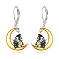 wholesale 925 Sterling Silver Grim Reaper & Chick Moon Charm Leverback Earrings Gifts for Women Girls-Duck Earrings
