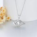 wholesale  Sterling Silver & Moissanite Evil Eye Necklace - 1ct Lab-Grown Diamond, IGI Certified, April Birthstone, 18 Chain-0-1