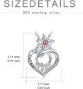 wholesale 925 Sterling Silver I Love You Mom Heart Pendant Necklaces with Red Crystal Flowers and Cubic Zirconia Stones Gifts for Mother's Day Birthday Christmas Anniversary-0-5