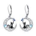 wholesale 925 Sterling Silver Blue Crystal Dragonfly Drop Earrings for Women Girls  4cm Long-0-0