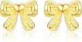 wholesale 925 Sterling Silver Gold Plated Bow Knot Stud Earrings for Women Girls Gift-0-0