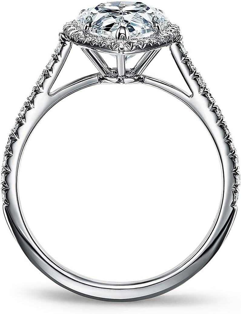 Sterling Silver  1 Ct Moissanite Engagement Ring for Women-0-4