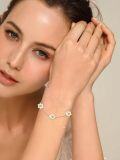 wholesale 925 Sterling Silver Flower & Heart Stone Adjustable Bracelet Gift for Women and Girls-0-2