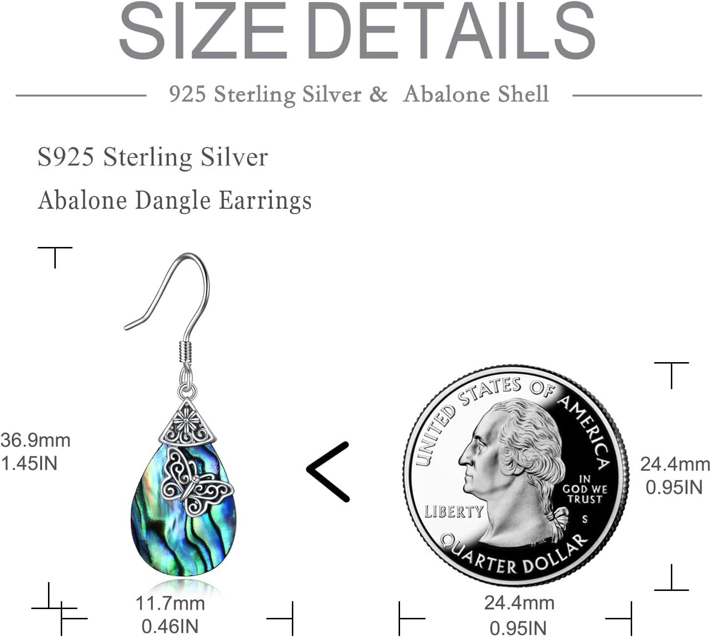 wholesale 925 Sterling Silver Teardrop Abalone Butterfly Tree of Life Dangle Earrings for Women-0-3