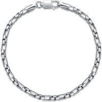 wholesale 925 Sterling Silver Snake Chain Bracelet with Lobster Claw Closure - Italian Made (Length: 7)-Box Chain Anklet-2.8mm White Gold 9 inch