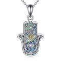 wholesale 925 Sterling Silver Hamsa Hand with Daisy and Evil Eye Star of David Chai Pendant Lucky Charm Necklace for Women & Men-0-0