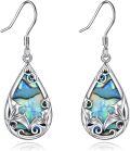wholesale 925 Sterling Silver Abalone Shell Teardrop Filigree Hook Earrings-0-0