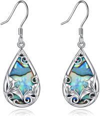 wholesale 925 Sterling Silver Abalone Shell Teardrop Filigree Hook Earrings-Stingray Earrings