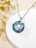 TOUPOP Sterling Silver & Stone Stethoscope Caduceus Angel Pendant Necklace-0-2