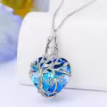 TOUPOP Sterling Silver Blue Crystal Dragonfly Urn Necklace Heart Tree Of Life Memorial Keepsake-0-4
