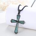 wholesale 925 Sterling Silver Black Plated Turquoise Inlay Cross Pendant Necklace for Men Religious s-0-4