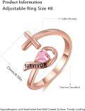wholesale 925 Sterling Silver & Zircon Breast Cancer Survivor Ring with Pink Ribbon - Adjustable Open Ring for Women - Awareness Jewelry Gift-0-3