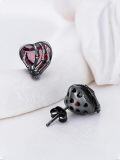 wholesale 925 Sterling Silver Heart-Shaped Skeleton Hand Stud Earrings with Red Crystal Stone Gift for Women-0-2