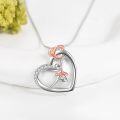 wholesale 925 Sterling Silver Ballerina Heart Pendant Necklace with Rose Gold Accents and Cubic Zirconia - Christmas Gift for Her-0-1