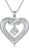 wholesale 925 Sterling Silver 925 with Moissanite Infinity Heart Pendant Necklace for Women Girls-0-0