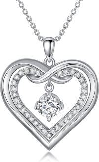 wholesale 925 Sterling Silver 925 with Moissanite Infinity Heart Pendant Necklace for Women Girls-Infinity Heart Necklace