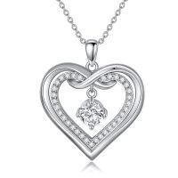 wholesale 925 Sterling Silver 925 with Moissanite Infinity Heart Pendant Necklace for Women Girls-Infinity Heart Necklace
