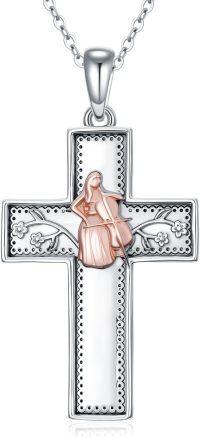 wholesale 925 Sterling Silver Musical Cross Pendant Necklace with Violinist Design for Women Gifts-03-Cello